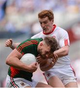 6 August 2016; Aidan O’Shea of Mayo in action against Peter Harte of Tyrone during the GAA Football All-Ireland Senior Championship Quarter-Final match between Mayo and Tyrone at Croke Park in Dublin. Photo by Piaras Ó Mídheach/Sportsfile