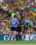 6 August 2016; Referee Ciarán Branagan shows a second yellow card to Diarmuid Connolly of Dublin during the GAA Football All-Ireland Senior Championship Quarter-Final match between Dublin and Donegal at Croke Park in Dublin. Photo by Ray McManus/Sportsfile