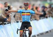 6 August 2016; Greg van Avermaet of Belgium celebrates winning the Men's Road Race during the 2016 Rio Summer Olympic Games in Rio de Janeiro, Brazil. Photo by Stephen McCarthy/Sportsfile