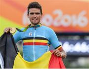 6 August 2016; Greg van Avermaet of Belgium with his gold medal following the Men's Road Race during the 2016 Rio Summer Olympic Games in Rio de Janeiro, Brazil. Photo by Stephen McCarthy/Sportsfile