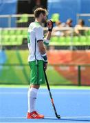 6 August 2016; Paul Gleghorne of Ireland reacts after defeat by India during their Pool B match at the Olympic Hockey Centre, Deodoro, during the 2016 Rio Summer Olympic Games in Rio de Janeiro, Brazil. Photo by Brendan Moran/Sportsfile