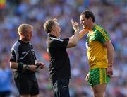 6 August 2016; Michael Murphy of Donegal receives medical attention from team doctor Kevin Moran during the GAA Football All-Ireland Senior Championship Quarter-Final match between Dublin and Donegal at Croke Park in Dublin. Photo by Eóin Noonan/Sportsfile