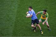6 August 2016; Kevin McManamon of Dublin in action against Mark McHugh of Donegal during the GAA Football All-Ireland Senior Championship Quarter-Final match between Dublin and Donegal at Croke Park in Dublin. Photo by Daire Brennan/Sportsfile