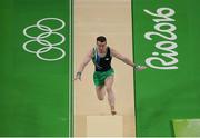 6 August 2016; Kieran Behan of Ireland during his run up to the Vault at the Men's Artistic Gymnastics Qualification in the Rio Olympic Arena, Barra de Tijuca, during the 2016 Rio Summer Olympic Games in Rio de Janeiro, Brazil. Photo by Brendan Moran/Sportsfile