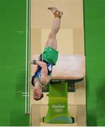 6 August 2016; Kieran Behan of Ireland on the Vault during the Men's Artistic Gymnastics Qualification in the Rio Olympic Arena, Barra de Tijuca, during the 2016 Rio Summer Olympic Games in Rio de Janeiro, Brazil. Photo by Brendan Moran/Sportsfile