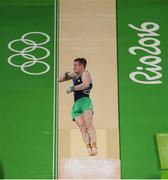 6 August 2016; Kieran Behan of Ireland on the Vault during the Men's Artistic Gymnastics Qualification in the Rio Olympic Arena, Barra de Tijuca, during the 2016 Rio Summer Olympic Games in Rio de Janeiro, Brazil. Photo by Brendan Moran/Sportsfile