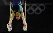 6 August 2016; Kieran Behan of Ireland on the Rings during the Men's Artistic Gymnastics Qualification in the Rio Olympic Arena, Barra de Tijuca, during the 2016 Rio Summer Olympic Games in Rio de Janeiro, Brazil.  Photo by Brendan Moran/Sportsfile