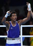 7 August 2016; Carlos Andres Mina of Ecuador celebrates after defeating Serge MIchel of Germany in their 81kg bout in the Riocentro Pavillion 6 Arena, Barra da Tijuca, during the 2016 Rio Summer Olympic Games in Rio de Janeiro, Brazil. Photo by Ramsey Cardy/Sportsfile