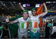 7 August 2016; Alan McSweeney, from Mayfield, Co. Cork, left, and Patrick Foley, from Cromane, Co. Kerry in the boxing arena during the 2016 Rio Summer Olympic Games in Rio de Janeiro, Brazil. Photo by Ramsey Cardy/Sportsfile