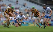 7 August 2016; Jake Dillon of Waterford passes the sliotar to team mate, Kevin Moran while being put under pressure by Paul Murphy, left and Joey Holden, right of Kilkenny during the GAA Hurling All-Ireland Senior Championship Semi-Final match between Kilkenny and Waterford at Croke Park in Dublin. Photo by Eóin Noonan/Sportsfile