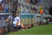 7 August 2016; Kevin Moran of Waterford releases himself from the net having fallen attempting to score a goal during the GAA Hurling All-Ireland Senior Championship Semi-Final match between Kilkenny and Waterford at Croke Park in Dublin. Photo by Eóin Noonan/Sportsfile