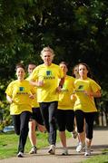 12 October 2010; Ireland’s leading senior and junior runners are expected to compete in the annual Aviva Gerry Farnan Cross Country Festival to be held adjacent to the Magazine Fort in the Phoenix Park on Sunday 17th October, 2010. Pictured at the Aviva Gerry Farnan Cross Country race launch is Club President and Race Director Eamonn Coghlan with members of the Aviva Running Club, from left, Jane Gleeson, Rob Olwill, Ruth Bowe, Clodagh Flynn and Alice O'Leary. Portobello, Dublin. Picture credit: Stephen McCarthy / SPORTSFILE