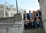 12 October 2010; &quot;Voices from Croke Park&quot;, a book containing essays charting the journey of 12 true GAA greats who pursued that elusive glory in Ireland's greatest sporting Arena, was launched today by GPA Chairman Dónal Óg Cusack. Attending the launch are, front row from left, Eamonn O'Donoghue, Cork hurling, Ciaran Whelan, Dublin football, and Liam McHale, Mayo football, back row from left, Bernard Flynn, Meath football, GPA Chairman Dónal Óg Cusack , Anthony Molloy, Donegal football, and Peter Canavan, Tyrone football, who are all featured in the book. The Croke Park Hotel, Jones's Road, Dublin. Picture credit: Brian Lawless / SPORTSFILE