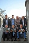 12 October 2010; &quot;Voices from Croke Park&quot;, a book containing essays charting the journey of 12 true GAA greats who pursued that elusive glory in Ireland's greatest sporting Arena, was launched today by GPA Chairman Dónal Óg Cusack. Attending the launch are, front row from left, Eamonn O'Donoghue, Cork hurling, Ciaran Whelan, Dublin football, and Liam McHale, Mayo football, back row from left, Bernard Flynn, Meath football, GPA Chairman Dónal Óg Cusack , Anthony Molloy, Donegal football, and Peter Canavan, Tyrone football, who are all featured in the book. The Croke Park Hotel, Jones's Road, Dublin. Picture credit: Brian Lawless / SPORTSFILE