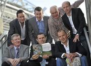 12 October 2010; &quot;Voices from Croke Park&quot;, a book containing essays charting the journey of 12 true GAA greats who pursued that elusive glory in Ireland's greatest sporting Arena, was launched today by GPA Chairman Dónal Óg Cusack. Attending the launch are, front row from left, Eamonn O'Donoghue, Cork hurling, Ciaran Whelan, Dublin football, and Liam McHale, Mayo football, back row from left, Bernard Flynn, Meath football, GPA Chairman Dónal Óg Cusack , Anthony Molloy, Donegal football, and Peter Canavan, Tyrone football, who are all featured in the book. The Croke Park Hotel, Jones's Road, Dublin. Picture credit: Brian Lawless / SPORTSFILE