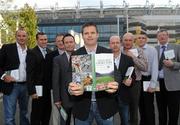 12 October 2010; &quot;Voices from Croke Park&quot;, a book containing essays charting the journey of 12 true GAA greats who pursued that elusive glory in Ireland's greatest sporting Arena, was launched today by GPA Chairman Dónal Óg Cusack. Attending the launch is Dessie Farrell, Chief Executive Officer of the GPA, with from left, Liam McHale, Mayo football, Ciaran Whelan, Dublin football, Tony Keady, Galway hurling, Bernard Flynn, Meath football, Peter Canavan, Tyrone football, Anthony Molloy, Donegal football, Gerard McGrattan, Down hurling, Eamonn O'Donoghue, Cork hurling, who are all featured in the book. The Croke Park Hotel, Jones's Road, Dublin. Picture credit: Brian Lawless / SPORTSFILE