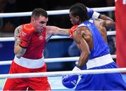 7 August 2016; David Oliver Joyce of Ireland, left, in action against Andrique Allisop of Seychelles during their Lightweight preliminary round of 32 bout in the Riocentro Pavillion 6 Arena, Barra da Tijuca, during the 2016 Rio Summer Olympic Games in Rio de Janeiro, Brazil. Photo by Ramsey Cardy/Sportsfile