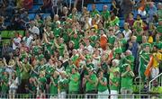 7 August 2016; Ireland fans cheer on their team during their Pool B match against the Netherlands at the Olympic Hockey Centre, Deodoro, during the 2016 Rio Summer Olympic Games in Rio de Janeiro, Brazil. Picture by Brendan Moran/Sportsfile