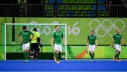 7 August 2016; Ireland players react after conceding their fifth goal to the Netherlands during their Pool B match at the Olympic Hockey Centre, Deodoro, during the 2016 Rio Summer Olympic Games in Rio de Janeiro, Brazil. Picture by Brendan Moran/Sportsfile