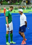 7 August 2016; Ireland coach Craig Fulton, left, and Conor Harte after their Pool B match at the Olympic Hockey Centre, Deodoro, during the 2016 Rio Summer Olympic Games in Rio de Janeiro, Brazil. Photo by Brendan Moran/Sportsfile