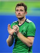 7 August 2016; John Jackson of Ireland applauds the supporters after their Pool B match against the Netherlands at the Olympic Hockey Centre, Deodoro, during the 2016 Rio Summer Olympic Games in Rio de Janeiro, Brazil. Photo by Brendan Moran/Sportsfile