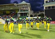 7 August 2016;  Jamaica Tallawahs run onto the field at the start of Match 34 of the Hero Caribbean Premier League (CPL) – Final at Warner Park in Basseterre, St Kitts. Photo by Randy Brooks/Sportsfile
