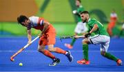 7 August 2016; Robert van der Horst of Netherlands in action against Alan Sothern of Ireland during their Pool B match at the Olympic Hockey Centre, Deodoro, during the 2016 Rio Summer Olympic Games in Rio de Janeiro, Brazil. Photo by Brendan Moran/Sportsfile