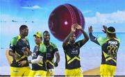 7 August 2016;  Oshane Thomas (L) Jonathan Foo  (2L) Andre Russell (C) Rovman Powell (2R) and Chris Gayle (R) of Jamaica Tallawahs celebrate the dismissal of Dwayne Smith of Guyana Amazon Warriors during Match 34 of the Hero Caribbean Premier League (CPL) – Final at Warner Park in Basseterre, St Kitts. Photo by Randy Brooks/Sportsfile