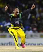 7 August 2016;  Shakib Al Hasan of Jamaica Tallawahs successful appeal for lbw against Jason Mohammed of Guyana Amazon Warriors during Match 34 of the Hero Caribbean Premier League (CPL) – Final at Warner Park in Basseterre, St Kitts. Photo by Randy Brooks/Sportsfile
