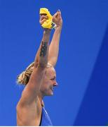 7 August 2016; Sarah Sjöström of Sweden celebrates winning the Women's 100m Butterfly Final at the Olympic Aquatic Stadium during the 2016 Rio Summer Olympic Games in Rio de Janeiro, Brazil. Photo by Stephen McCarthy/Sportsfile