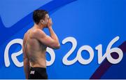 7 August 2016; Adam Peaty of Great Britain reacts after winning the final of the Men's 100m Breaststroke at the Olympic Aquatic Stadium during the 2016 Rio Summer Olympic Games in Rio de Janeiro, Brazil. Photo by Stephen McCarthy/Sportsfile