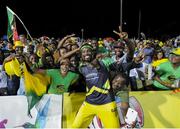7 August 2016; Chris Gayle of Jamaica Tallawahs celebrating with fans at the end of Match 34 of the Hero Caribbean Premier League (CPL) – Final at Warner Park in Basseterre, St Kitts. Photo by Randy Brooks/Sportsfile