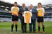 8 August 2016; Derek Flynn, centre right, Group Executive Chef McGettigan's, with Uachtarán Chumann Lúthchleas Aogán Ó Fearghail with Middle East GAA players Jody Harkin, left, and Lorcan Heavey, at the Sperrin Metal Middle East League 2016/2017 launch in Croke Park, Dublin.  Photo by Cody Glenn/Sportsfile