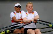 8 August 2016; Marie-Catherine Arnold, left, and Mareike Adams of Germany in action during the Women's Double Sculls repechage in Lagoa Stadium, Copacabana, during the 2016 Rio Summer Olympic Games in Rio de Janeiro, Brazil. Photo by Brendan Moran/Sportsfile