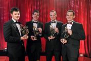 15 October 2010; Down footballers, from left, Martin Clarke, Brendan McVeigh, Benny Coulter and Danny Hughes with their 2010 GAA All-Stars Awards, sponsored by Vodafone. Citywest Hotel & Conference Centre, Saggart, Co. Dublin. Picture credit: Brendan Moran / SPORTSFILE