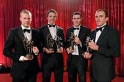 15 October 2010; Cork footballers, from left, Michael Shields, Aidan Walsh, Graham Canty and Paudie Kissane with GAA Football All-Star awards during the 2010 GAA All-Stars Awards, sponsored by Vodafone. Citywest Hotel & Conference Centre, Saggart, Co. Dublin. Picture credit: Brendan Moran / SPORTSFILE