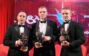 15 October 2010; Tipperary hurlers Eoin Kelly, left, Lar Corbett and Noel McGrath, right, with their GAA Hurling All-Star awards during the 2010 GAA All-Stars Awards, sponsored by Vodafone. Citywest Hotel & Conference Centre, Saggart, Co. Dublin. Picture credit: Oliver McVeigh / SPORTSFILE