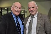 16 October 2010; Tony Walkin, left, from Ballinrobe, Co. Mayo, and Michael McGinley from Kilcock, Co. Kildare, meet up with each other after 50 years during the GAA Social Initiative Seminar, Croke Park, Dublin. Picture credit: Barry Cregg / SPORTSFILE