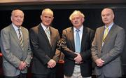 16 October 2010; Dr. Martin McAleese, second from left, director of the GAA Social Initiative, with, from left, Mick Loftos, Crossmolina, Co. Mayo, John Piearse, South Kerry Development Partnership and Sean Kilbride, GAA Social Initiative project manager, during the GAA Social Initiative Seminar, Croke Park, Dublin. Picture credit: Barry Cregg / SPORTSFILE