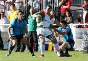 17 October 2010; Imanol Harinordiquy, Biarritz Olympique, is tackled by Simon Danielli, Ulster Rugby. Heineken Cup Pool 4, Round 2, Biarritz Olympique v Ulster Rugby, Parc des Sports Aguilera, Biarritz, France. Picture credit: John Dickson / SPORTSFILE