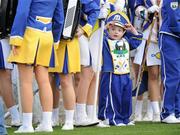 17 October 2010; Member of the Mayo Bridge Band Ciaran McPolin, age 4, prepares for the half-time performance. Down County Senior Football Championship Final, Burren St Mary's v Bryansford St Patrick's, Pairc Esler, Newry, Co. Down. Picture credit: Brian Lawless / SPORTSFILE