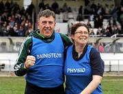 17 October 2010; Moorefield manager Jack Sheedy and team physio Karen Rose-Smith celebrate victory after the final whistle. Kildare County Senior Football Championship Final, Sarsfields v Moorefield, St Conleth's Park, Newbridge, Co. Kildare. Picture credit: Barry Cregg / SPORTSFILE