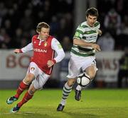 19 October 2010; Daniel North, St Patrick's Athletic, in action against Craig Sives, Shamrock Rovers. FAI Ford Cup Semi-Final Replay, St Patrick's Athletic v Shamrock Rovers, Richmond Park, Inchicore, Dublin. Picture credit: David Maher / SPORTSFILE