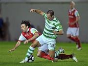 19 October 2010; Stuart Byrne, St Patrick's Athletic, in action against Chris Turner, Shamrock Rovers. FAI Ford Cup Semi-Final Replay, St Patrick's Athletic v Shamrock Rovers, Richmond Park, Inchicore, Dublin. Picture credit: David Maher / SPORTSFILE