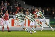 19 October 2010; Chris Turner, Shamrock Rovers, celebrates with team-mates Billy Dennehy, right, and Enda Stevens, after scoring his side's first goal. FAI Ford Cup Semi-Final Replay, St Patrick's Athletic v Shamrock Rovers, Richmond Park, Inchicore, Dublin. Picture credit: Brian Lawless / SPORTSFILE