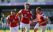 8 August 2016; Kieran Sadlier, centre, of Sligo Rovers celebrates with team-mates Raffael Cretaro, left, and Achille Campion after scoring his side's opening goal during the SSE Airtricity League Premier Division match between Cork City and Sligo Rovers at Turners Cross in Cork. Photo by Seb Daly/Sportsfile