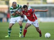 8 August 2016; Christy Fagan of St Patrick's Athletic in action against Gary McCabe of Shamrock Rovers in the EA Sports Cup semi final at Tallaght Stadium in Tallaght, Dublin.  Photo by David Maher/Sportsfile