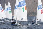 8 August 2016; Finn Lynch of Ireland in action during Race 1 of the Men's Laser on the Escola Naval course, Copacabana, during the 2016 Rio Summer Olympic Games in Rio de Janeiro, Brazil. Photo by David Branigan/Sportsfile