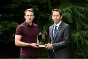 9 August 2016; David McMillan of Dundalk FC who was presented with the SSE Airtricity/SWAI Player of the Month Award for July 2016 from Ronan Brady, Head of Marketing & Digital, SSE Airtricity at Merrion Square in Dublin. Photo by David Maher/Sportsfile