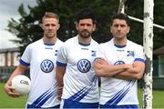 9 August 2016; Dublin GAA and Kilmacud Crokes stars Paul Mannion and Cian O’Sullivan, along with Dublin team-mate and Volkswagen Ambassador Bernard Brogan were joined by former Dublin player Ray Cosgrove and former Westmeath, Galway, and Laois manager Tomás Ó Flatharta in Glenalbyn, Kilmacud Crokes today to officially announce Volkswagen’s sponsorship of the Kilmacud Crokes All-Ireland GAA football Sevens. In attendance are, from left, Paul Mannion, Cian O'Sullivan, and Bernard Brogan during the announcement at Glenalbyn House in Stillorgan, Co. Dublin. Photo by Daire Brennan/Sportsfile